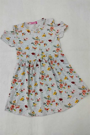 Kız Çocuk Çiçek Desenli Elbise